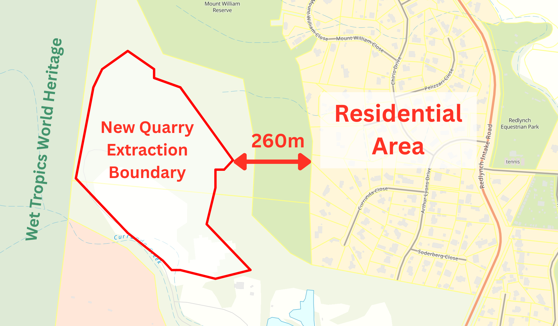 Quarry wedged between residential and wet tropics